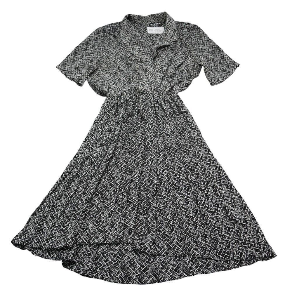 Items Dress Womens Black Short Sleeve Collared Wrap Casual Pullover Maxi